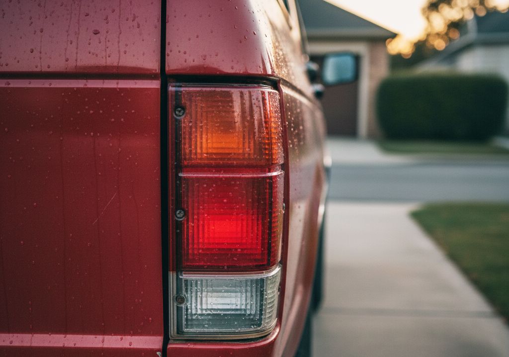 Rear taillight of an older SUV