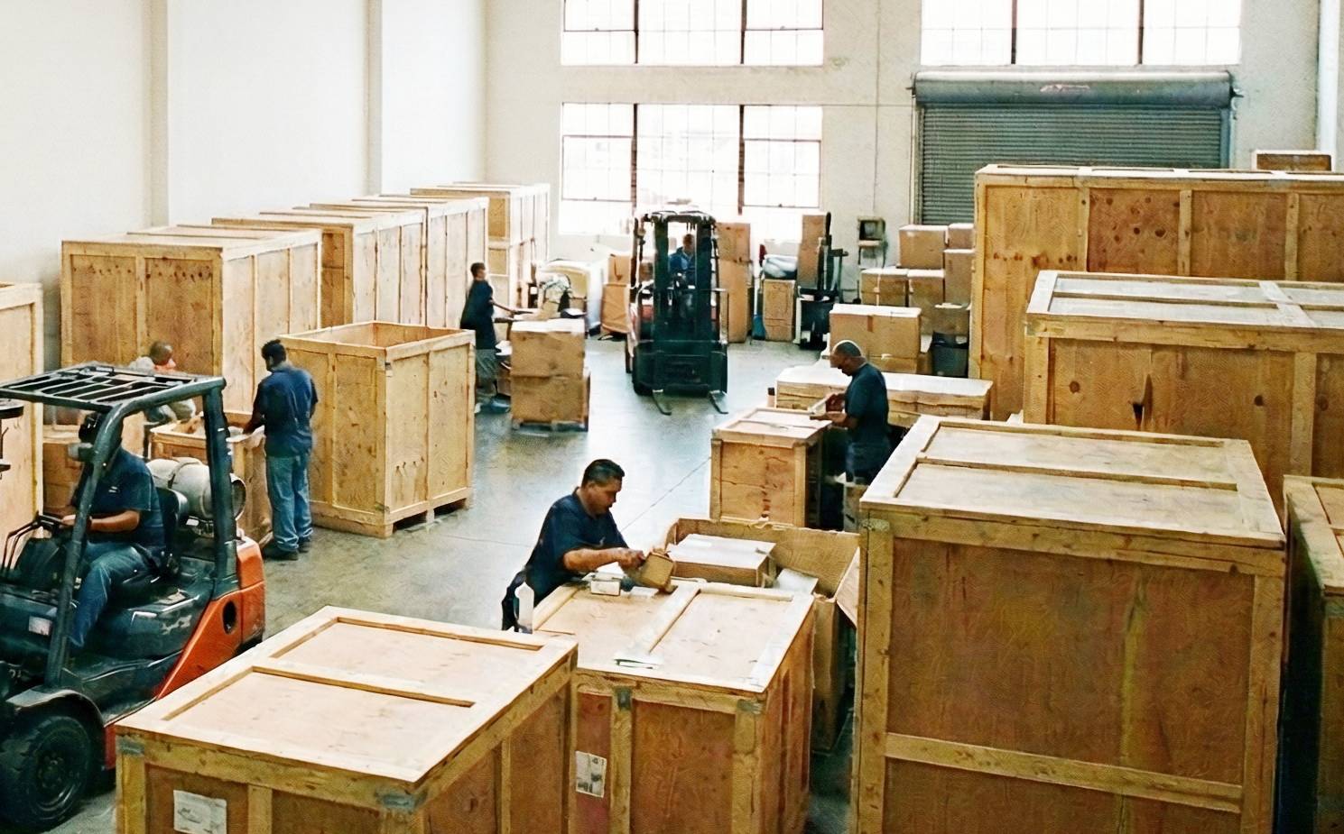 Clean storage warehouse. Crates